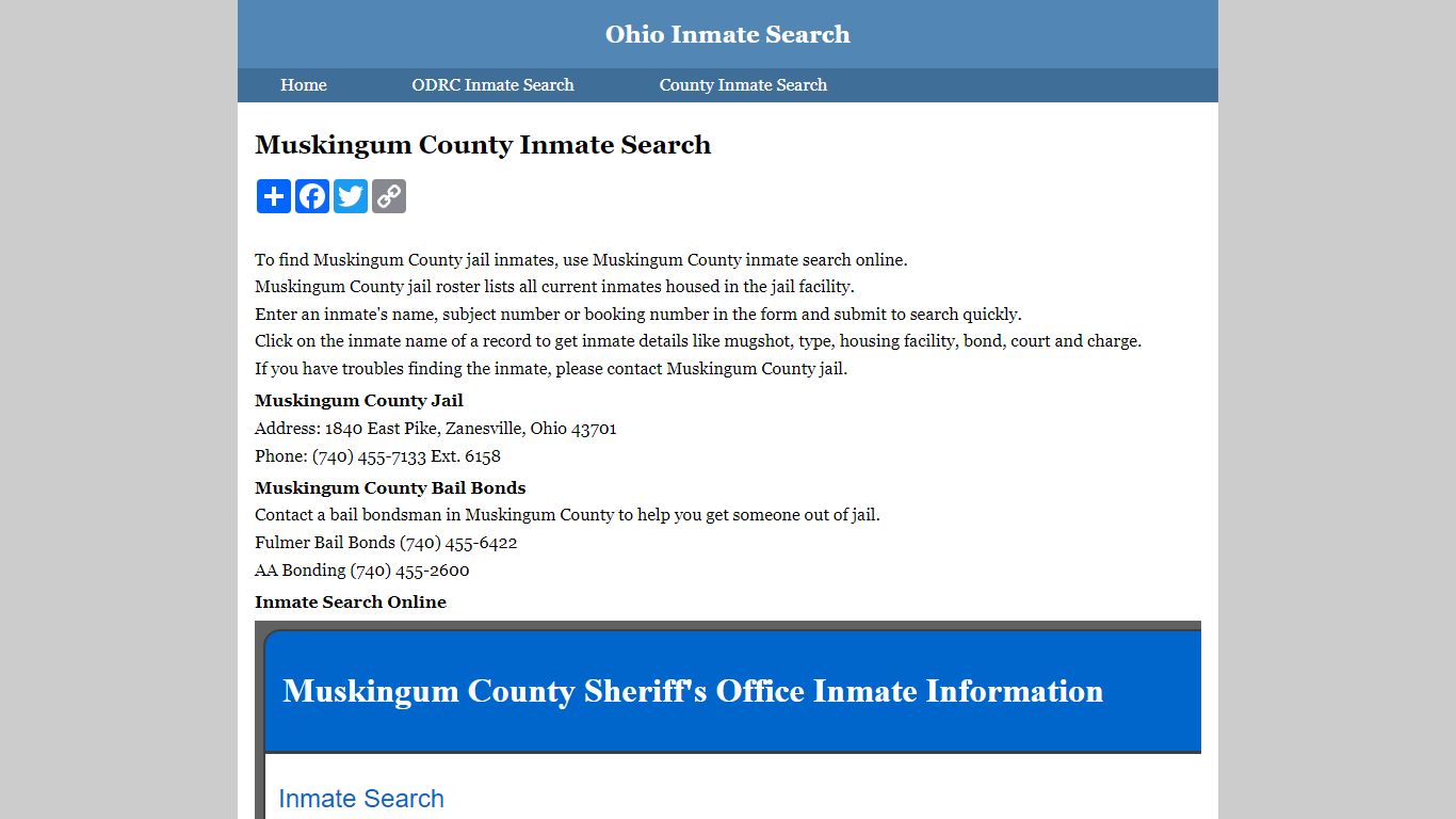 Muskingum County Inmate Search